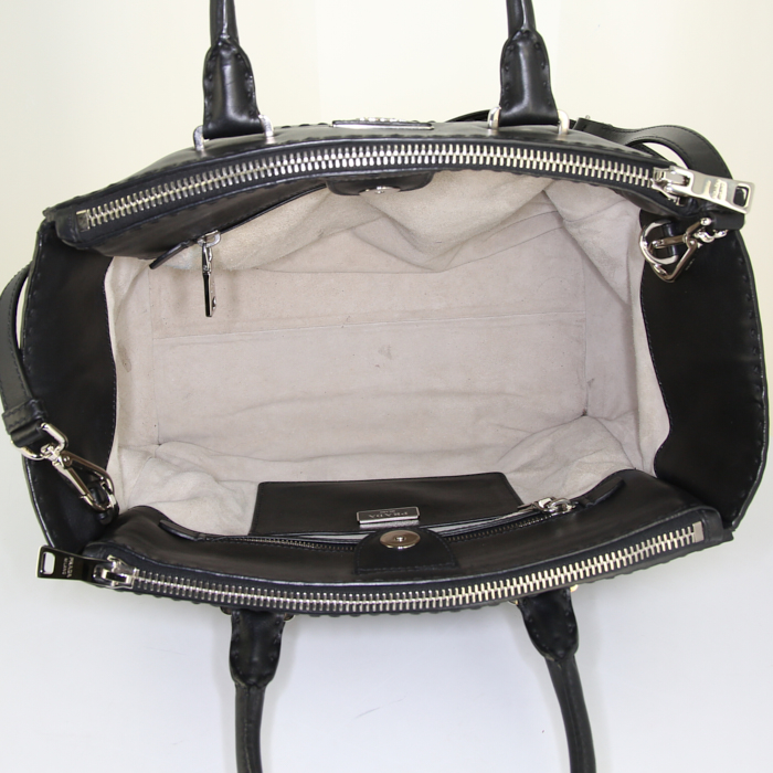 Sac cabas Prada Lux Tote en cuir noir - Detail D3