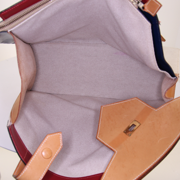 Bolso de mano Hermès Himalaya en lona beige y cuero - Detail D2