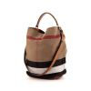 Burberry Ashby Shopping bag in brown Haymarket canvas and brown leather - 00pp thumbnail