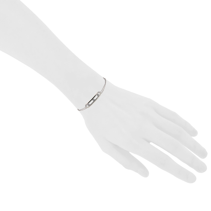 Messika Baby Move bracelet in white gold and diamonds - Detail D1