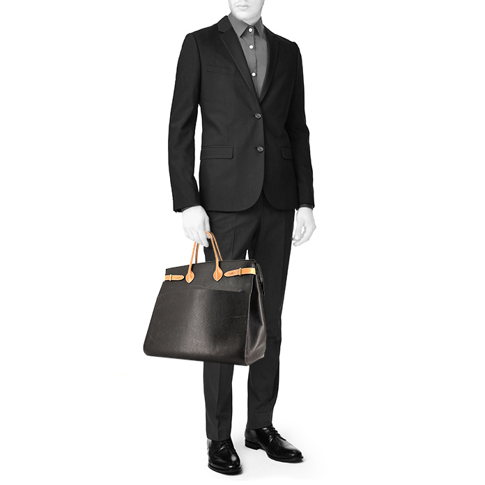 バッグ HERMES VINTAGE BAG Hermès Black Crocodile Porosus Vintage Ring Top Handle Bag