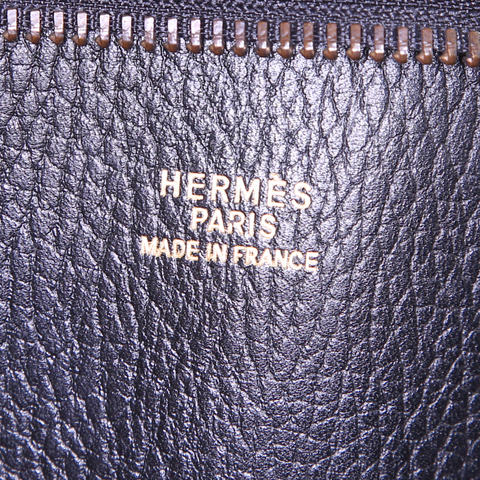 Bolsa de viaje Hermès Vintage Airport en cuero Fjord negro y color oro - Detail D3