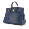 Hermes Birkin 40 cm handbag in navy blue Fjord leather - 00pp thumbnail