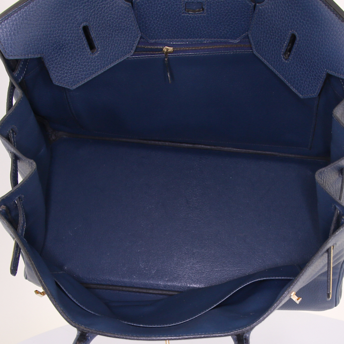 Bolso de mano Hermes Birkin 40 cm en cuero Fjord azul marino - Detail D2