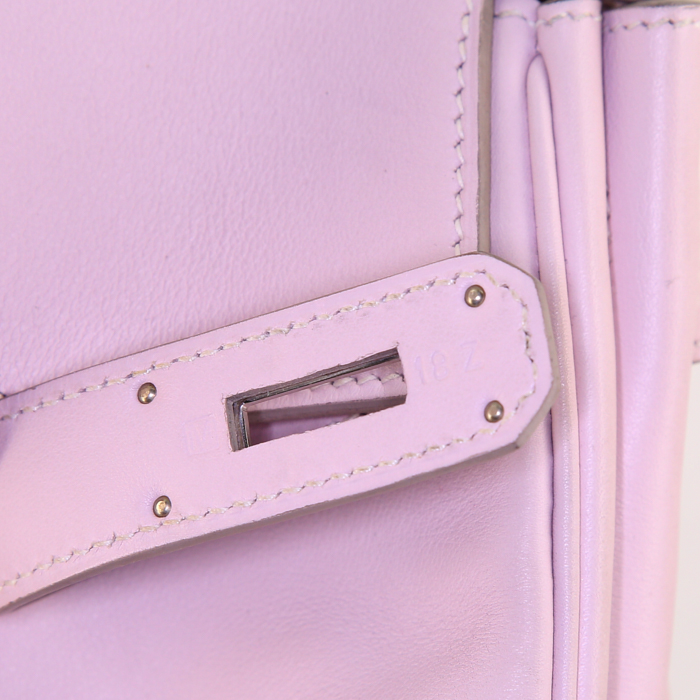 Sac à main Hermes Kelly 40 cm en cuir Swift Rose Dragee - Detail D5