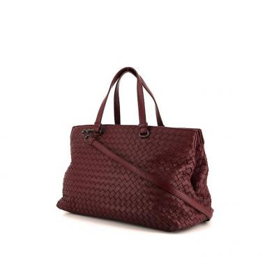 Bolso de mano Bottega Veneta Medium Top Handle en cuero intrecciato color burdeos
