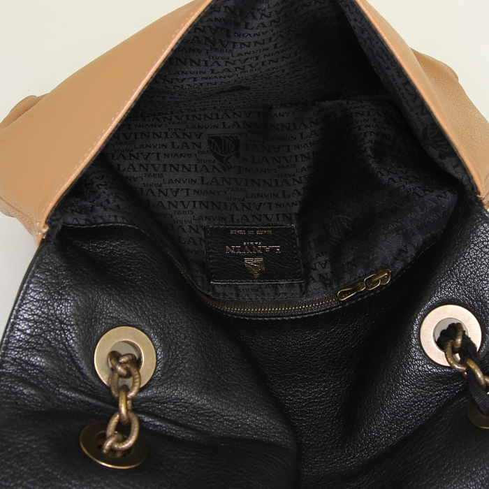 Borsa Lanvin Happy in pelle bicolore nera e marrone - Detail D3
