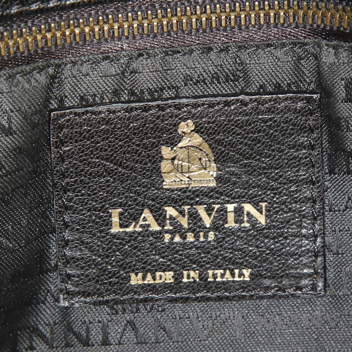 Borsa Lanvin Happy in pelle bicolore nera e marrone - Detail D4