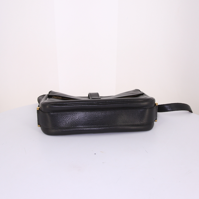 Hermes Nouméa handbag in black Ardenne leather - Detail D4