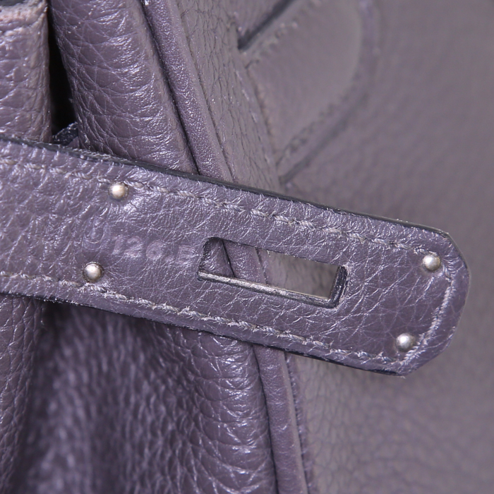Bolso de mano Hermes Birkin 35 cm en cuero togo gris antracita - Detail D4