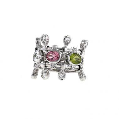 Sortija Dior Deux Epices en oro blanco,  diamantes y piedras ornamentales