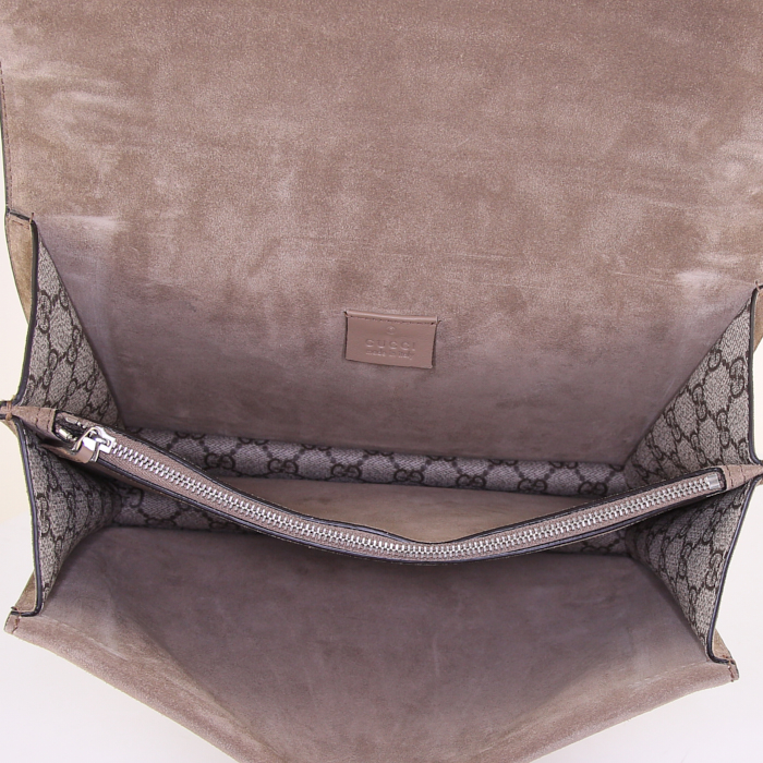 Sac à main Gucci Dionysus en toile monogram marron et daim beige - Detail D3