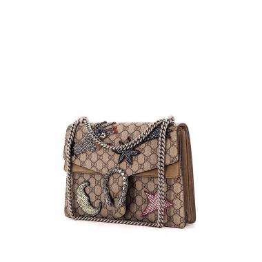 Bolso de mano Gucci Dionysus en lona Monogram marrón y ante beige