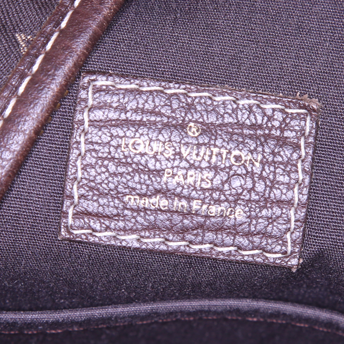 Louis Vuitton Manon medium model handbag in brown linen canvas and brown leather - Detail D3