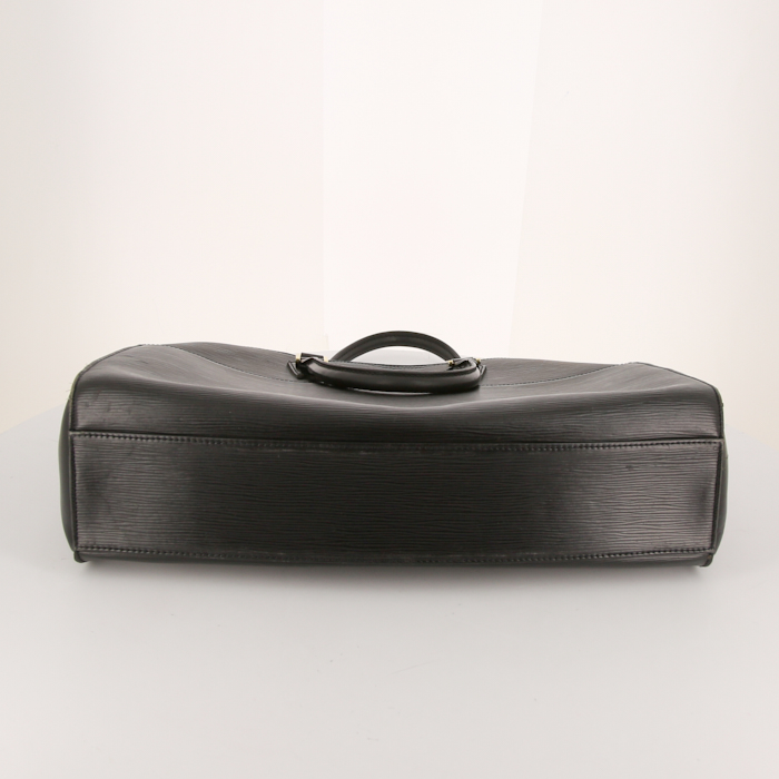 Louis Vuitton Sorbonne briefcase in black epi leather - Detail D4