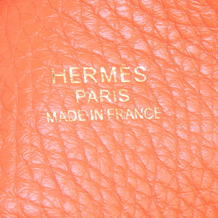 Sac cabas Hermes Double Sens en cuir togo rouge et orange - Detail D4