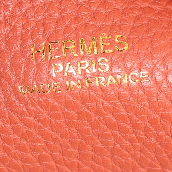 Shopping bag Hermes Double Sens in pelle togo rosa e gold - Detail D4