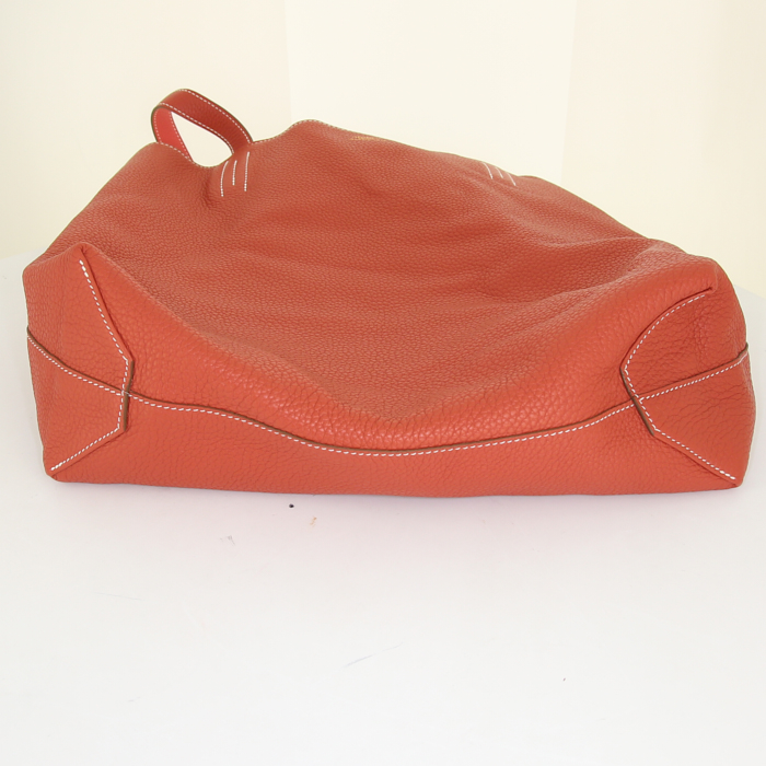 Bolso Cabás Hermes Double Sens en cuero togo rosa y color oro - Detail D5