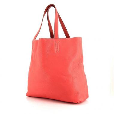Bolso Cabás Hermes Double Sens en cuero togo rosa y color oro