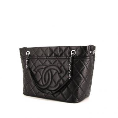 Chanel Grand Shopping shopping bag in black quilted grained leather