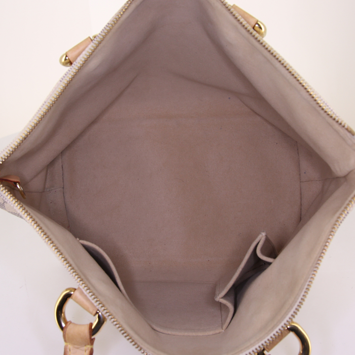 Louis Vuitton Saleya handbag in azur damier canvas and natural leather - Detail D2