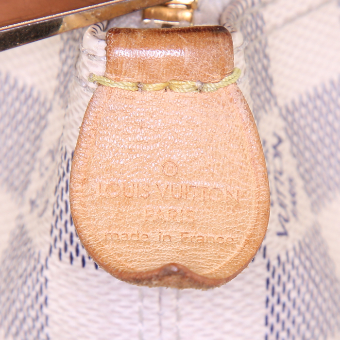 Louis Vuitton Saleya handbag in azur damier canvas and natural leather - Detail D3