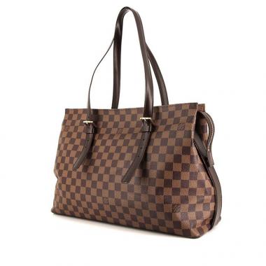 Bolso de mano Louis Vuitton Chelsea en lona a cuadros ébano y cuero marrón