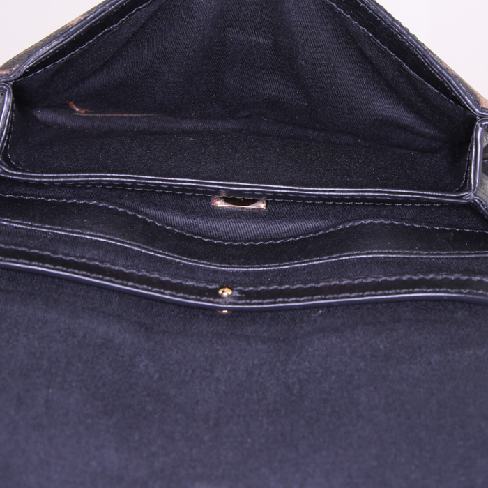 Sac bandoulière Dolce & Gabbana en toile enduite léopard et cuir noir - Detail D3