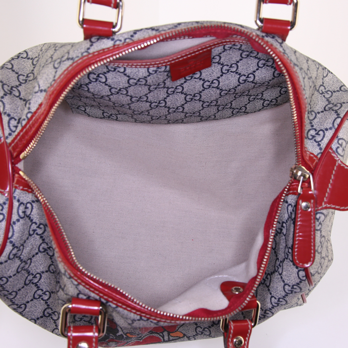 Sac à main Gucci Speedy en toile monogram enduite et cuir vernis rouge - Detail D2