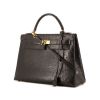 Hermes Kelly 32 cm handbag in black ostrich leather - 00pp thumbnail