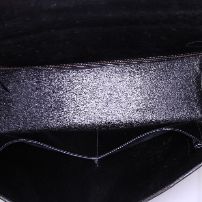 Hermes Kelly 32 cm handbag in black ostrich leather - Detail D3