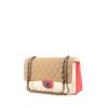 Bolso de mano Chanel Timeless en cuero acolchado tricolor beige, blanco y rosa - 00pp thumbnail