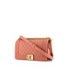 Chanel Boy shoulder bag in powder pink quilted grained leather - 00pp thumbnail