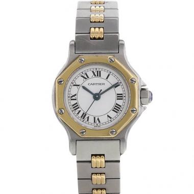 Reloj Cartier Santos Ronde de oro y acero Circa  1990