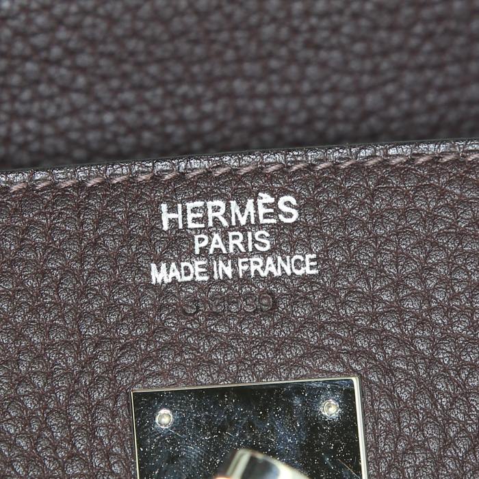 Sac à main Hermes Birkin 40 cm en cuir togo marron - Detail D3