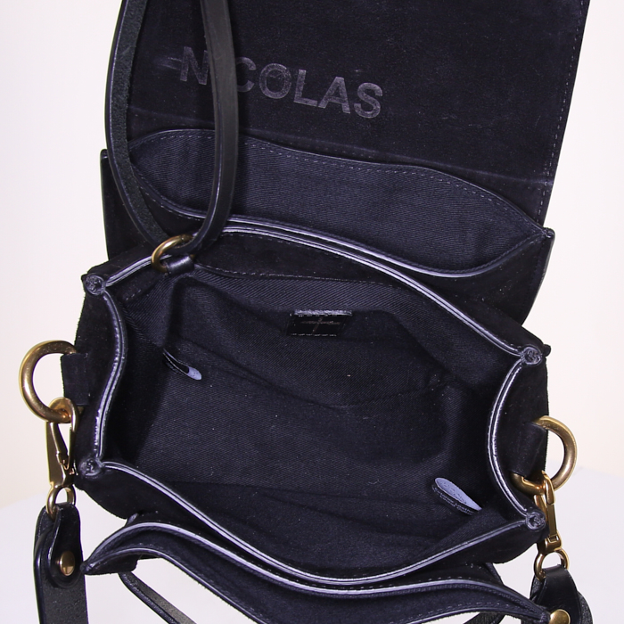 Bolso bandolera Jerome Dreyfuss Nicolas en cuero negro - Detail D2