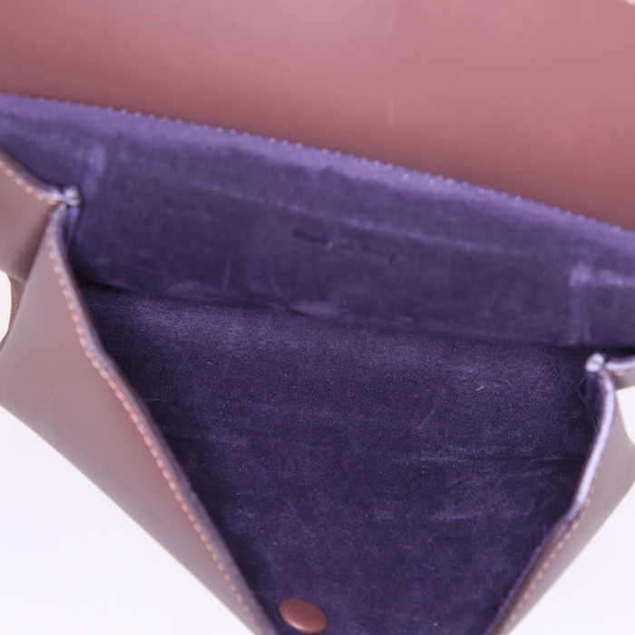 Sac à main Celine Tie Bag en cuir marron - Detail D5