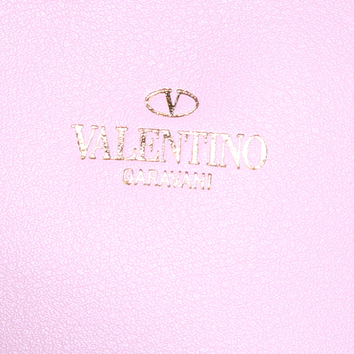Valentino Garavani Rockstud wallet in varnished pink leather - Detail D3