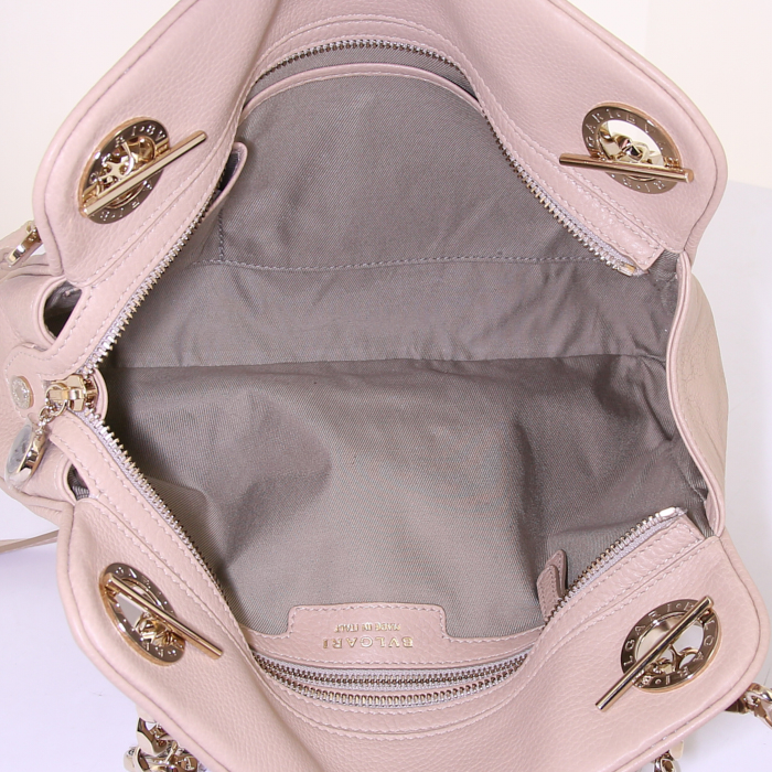 Borsa a tracolla Bulgari in pelle beige - Detail D3