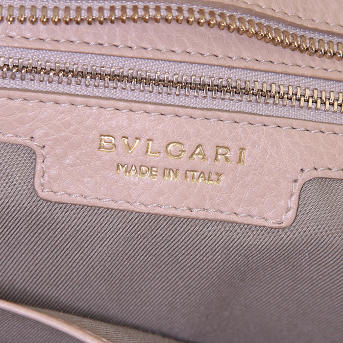 Borsa a tracolla Bulgari in pelle beige - Detail D4