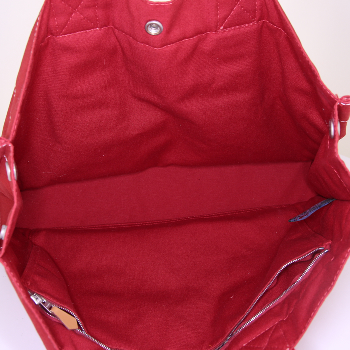 Hermes Toto Bag - Shop Bag shopping bag in red canvas - Detail D3