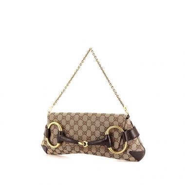 Borsa Gucci Mors in tela siglata marrone e pelle marrone