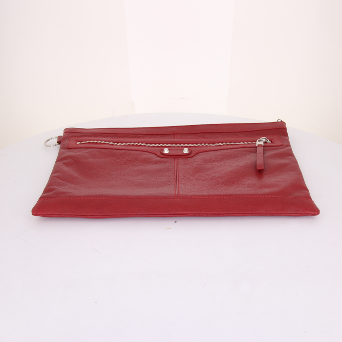 Pochette Balenciaga en cuir rouge - Detail D4
