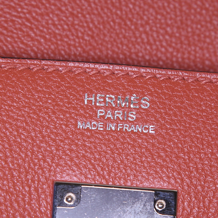 Sac à main Hermes Birkin 30 cm en cuir taurillon sakkam cuivre - Detail D3