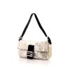 Fendi Baguette Double handbag in white canvas and black leather - 00pp thumbnail