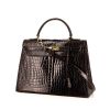 Hermes Kelly 32 cm handbag in brown porosus crocodile - 00pp thumbnail
