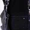Shopping bag Saint Laurent Roady in pelle nera e galuchat nera - Detail D2 thumbnail