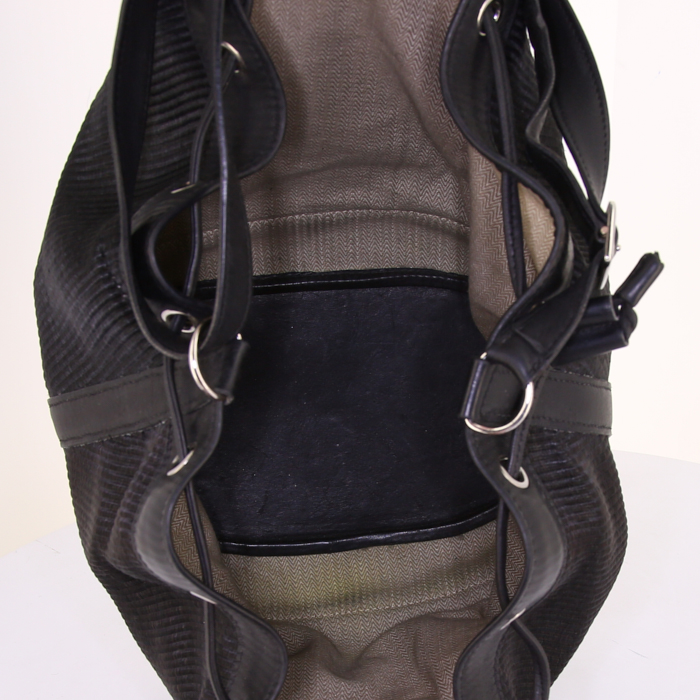 Bolso bandolera Hermès en cuero Barenia negro y crin de caballo trenzada negra - Detail D2