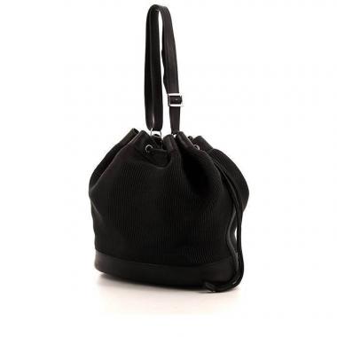 Sac bandoulière Hermès en cuir Barénia noir et crin de cheval tressé noir