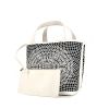 Alaïa shopping bag in white leather and black suede - 00pp thumbnail